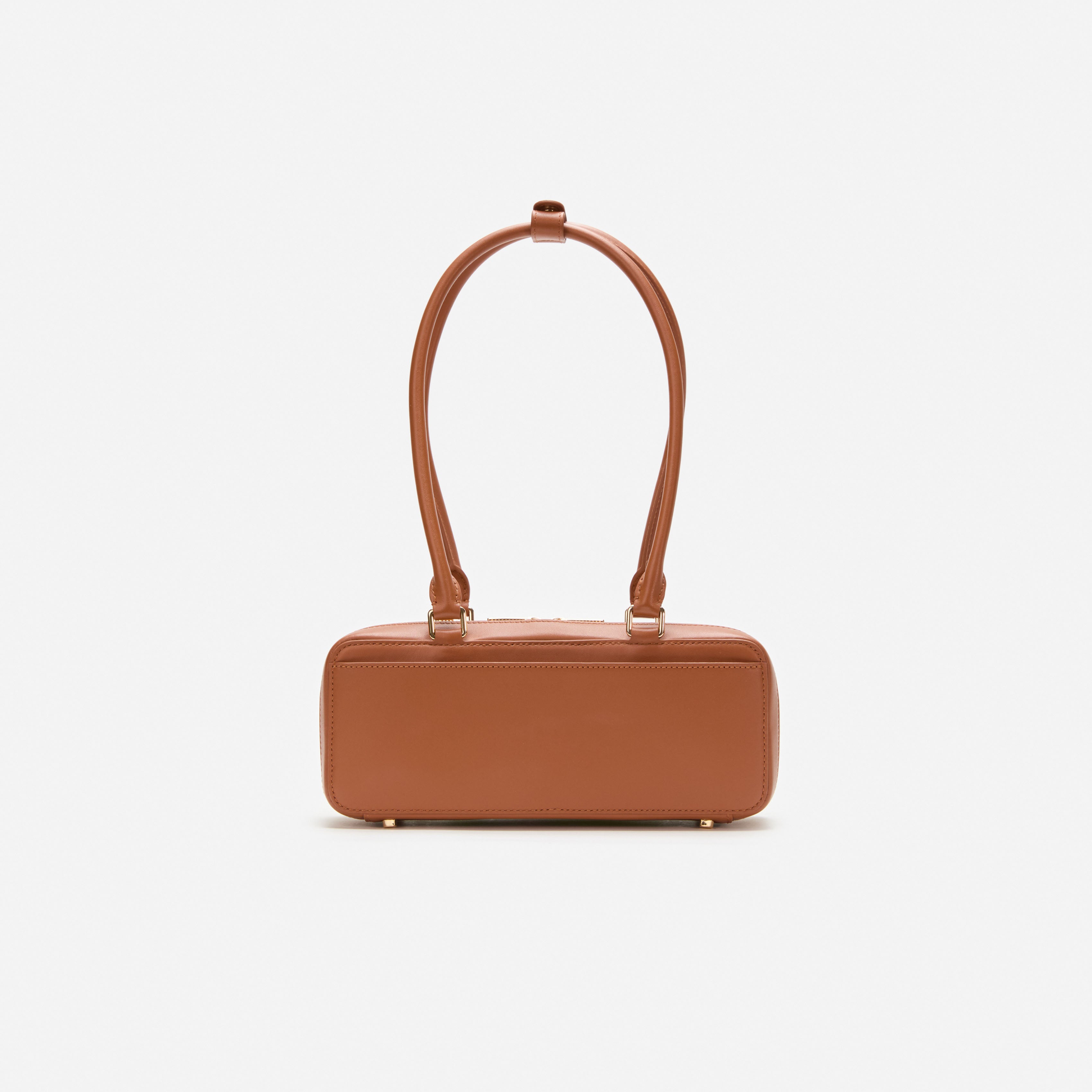 Tan Leather Shoulder Bag With Charm