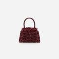 Burgundy Embellished Micro Bow Bag