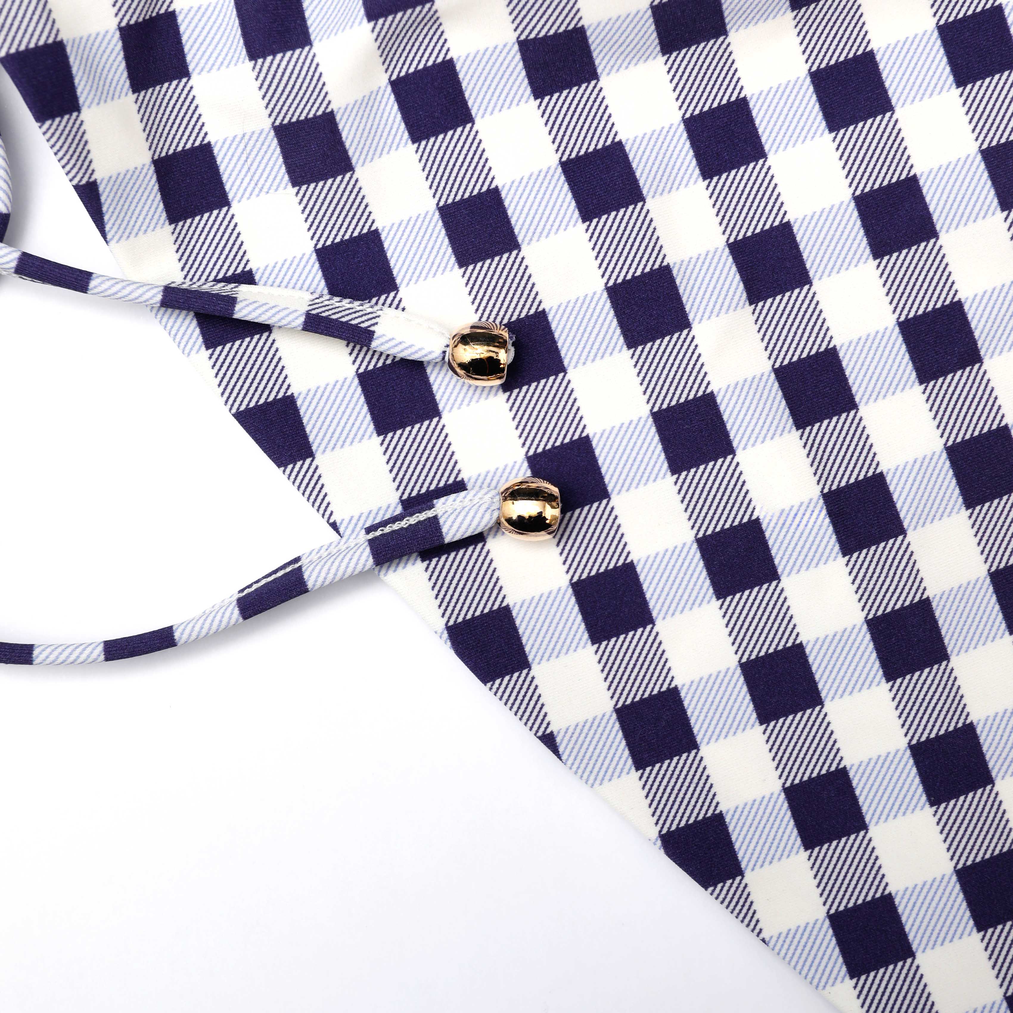 Navy Gingham Bikini Bottoms