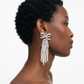 Crystal Bow Pearl Droplet Earrings