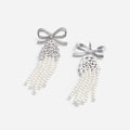 Crystal Bow Pearl Droplet Earrings