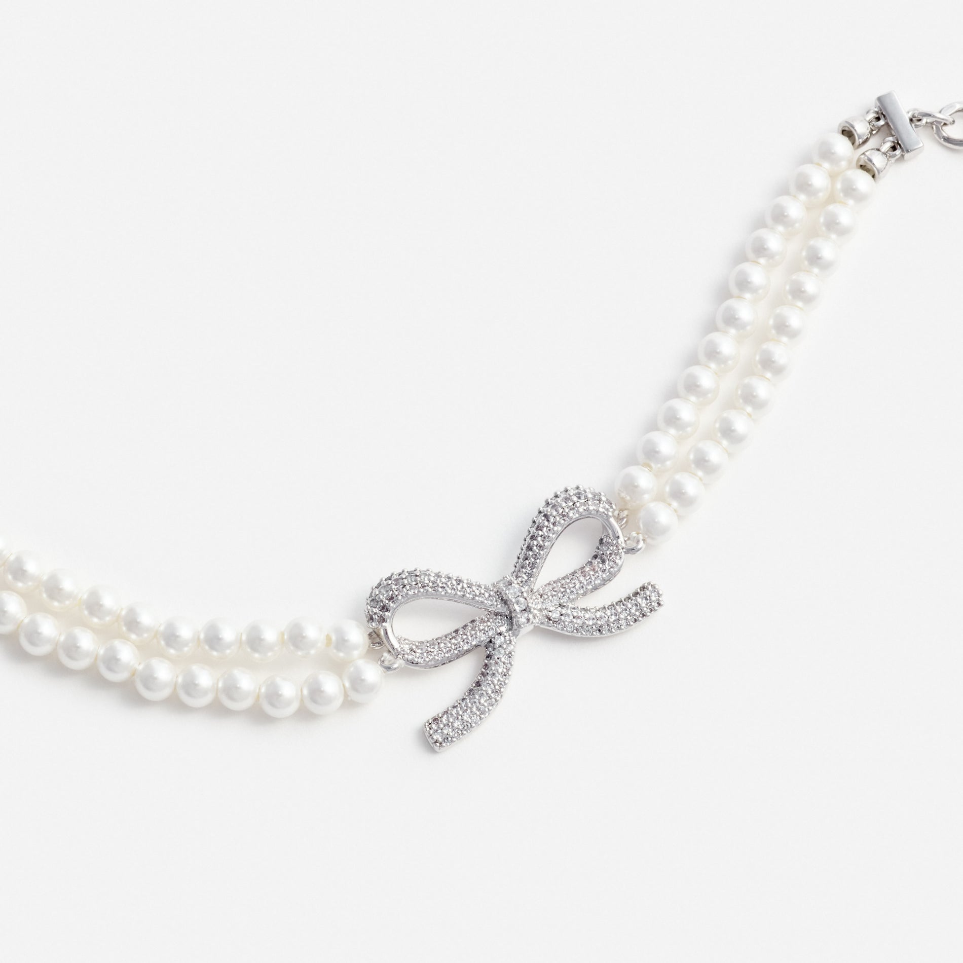 Double Pearl Bow Bracelet