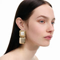 Mottled Gold Pearl Tiered Earrings