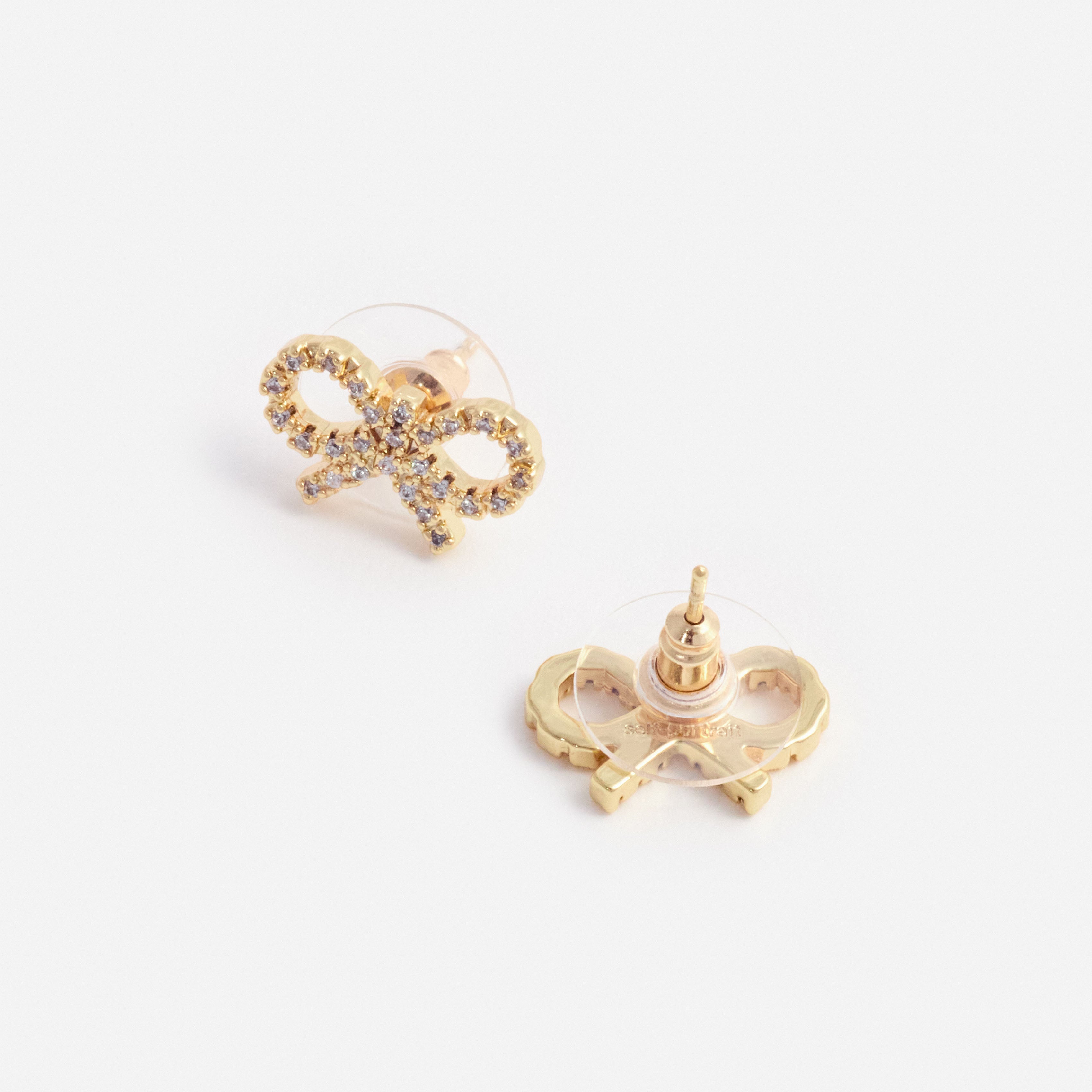 Gold Crystal Shell Earrings – self-portrait Gold Crystal Shell Earrings – self-portrait