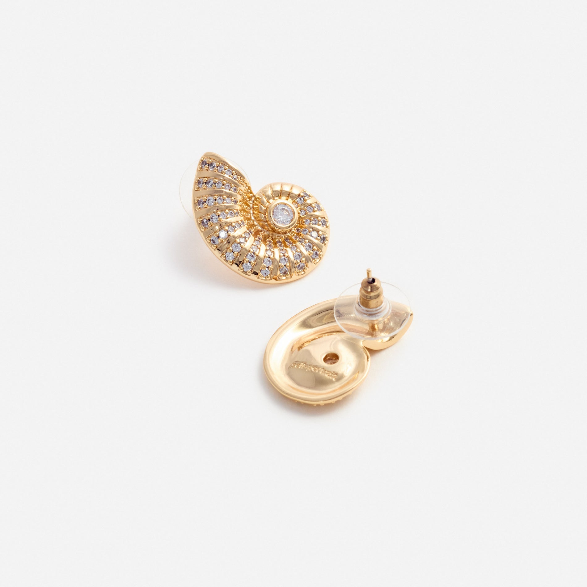 Gold Crystal Shell Earrings