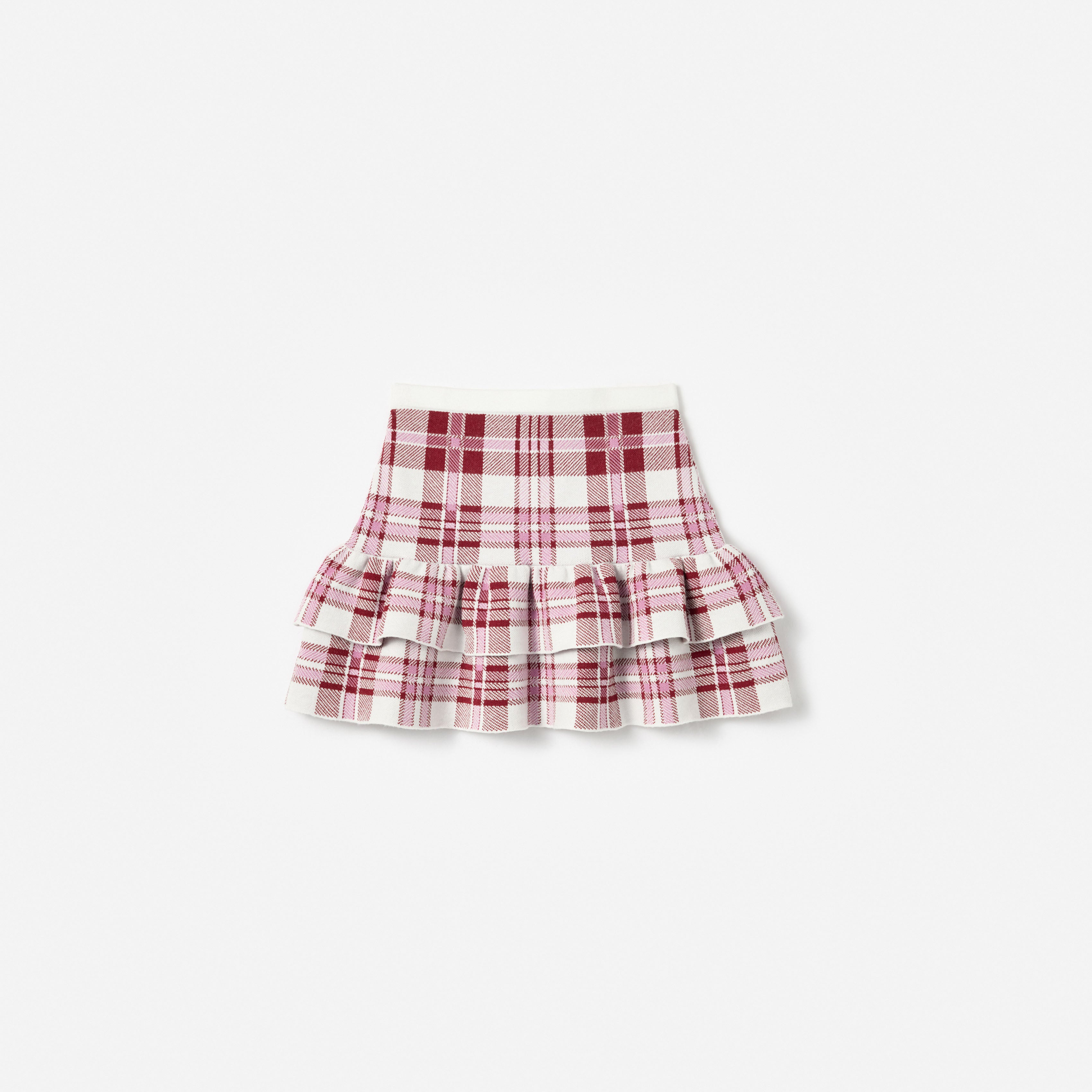 Burgundy Check Knit Skirt
