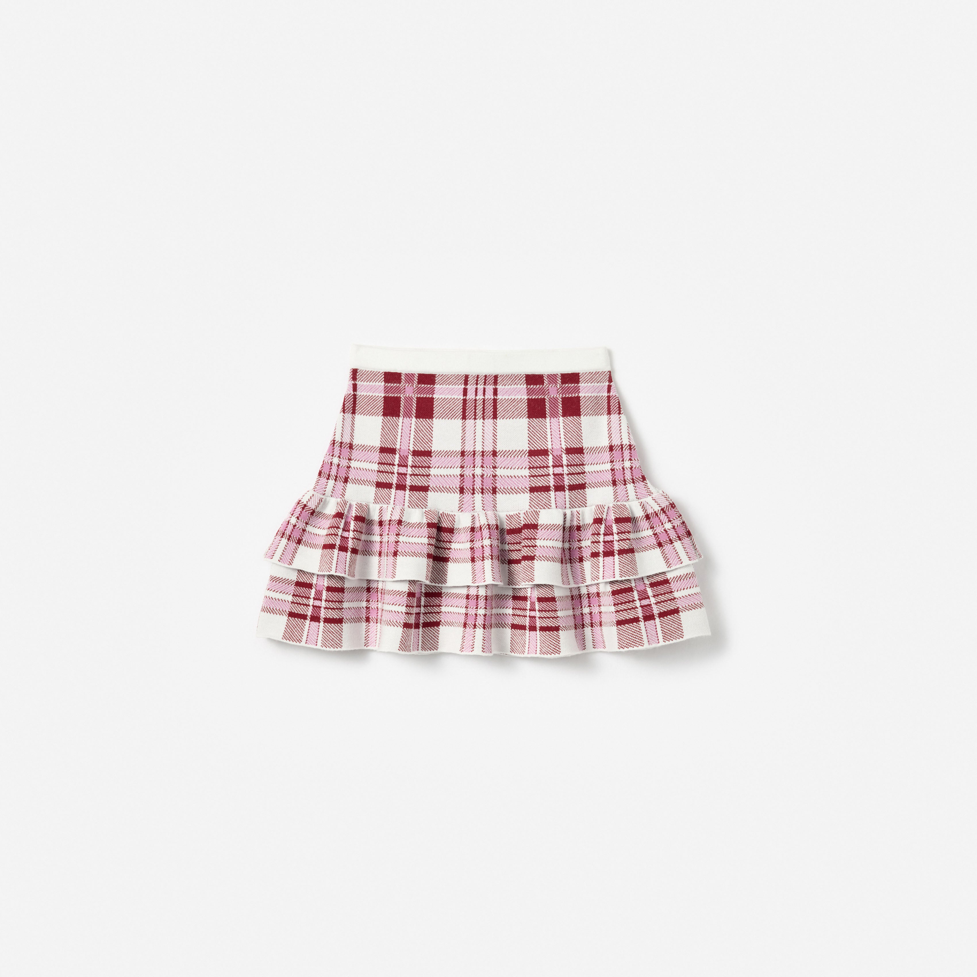 Burgundy Check Knit Skirt