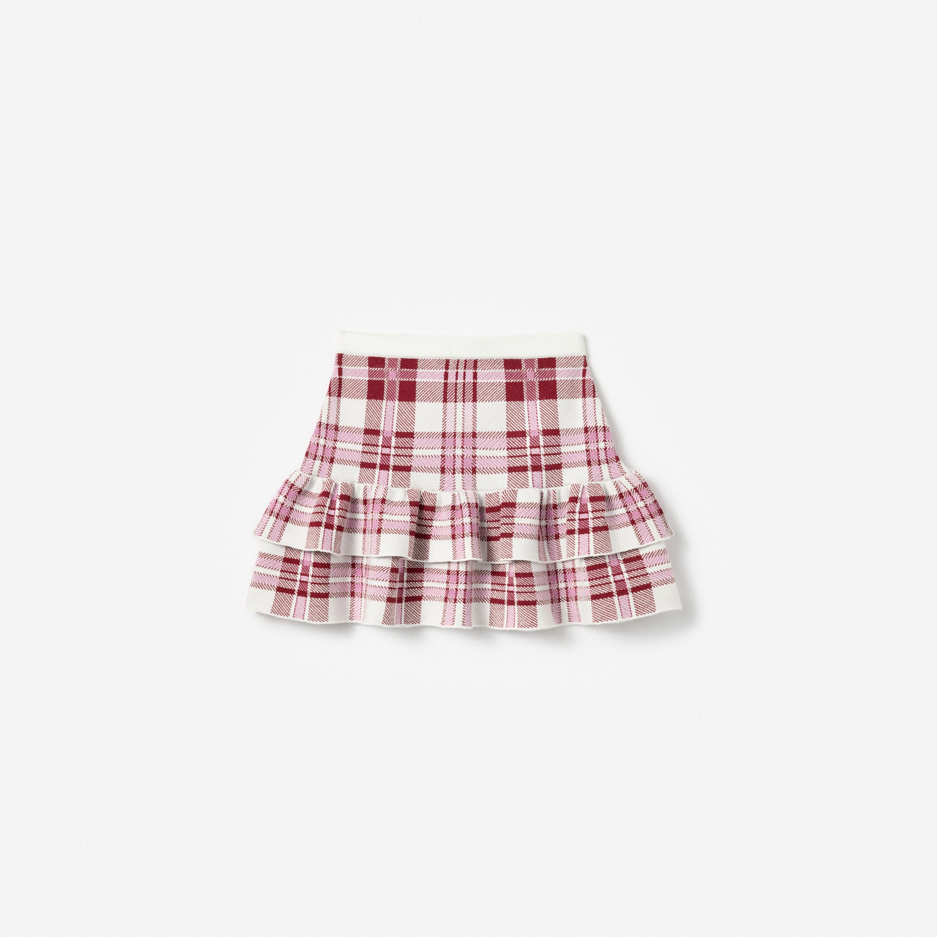 Burgundy Check Knit Skirt