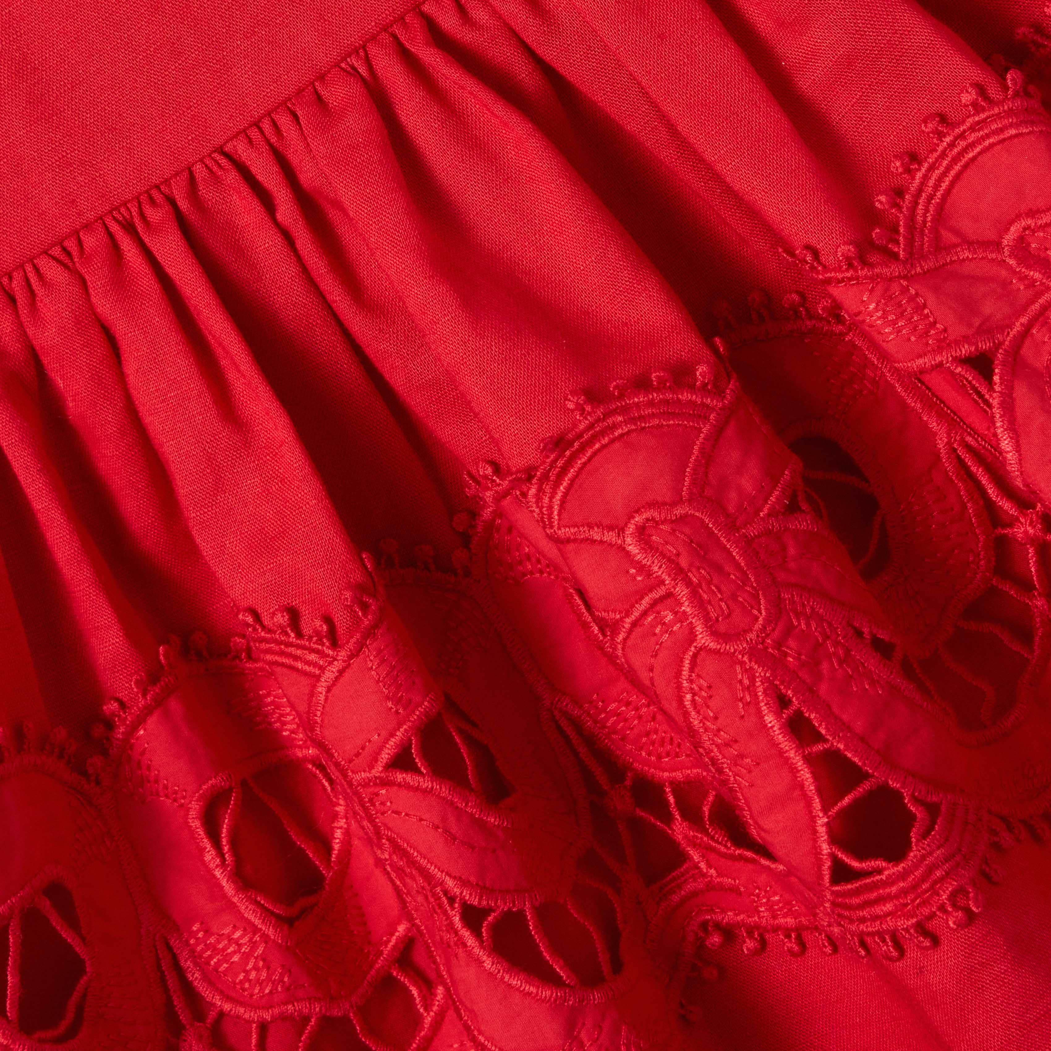 레드 리넨 리본 드레스