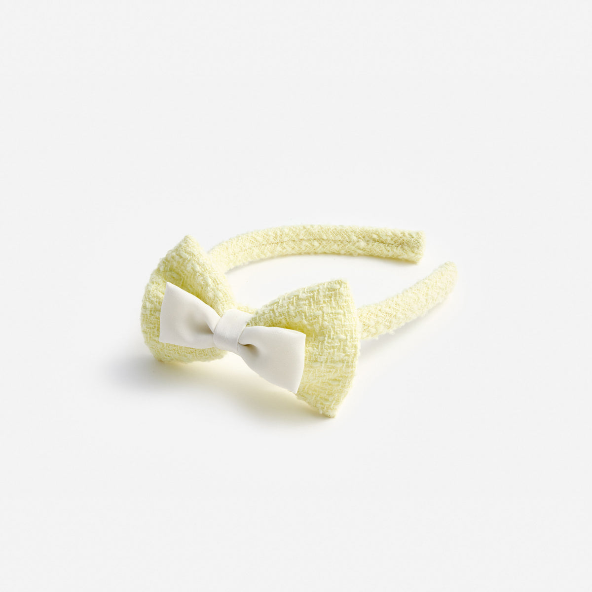 Yellow Boucle Bow Headband – self-portrait
