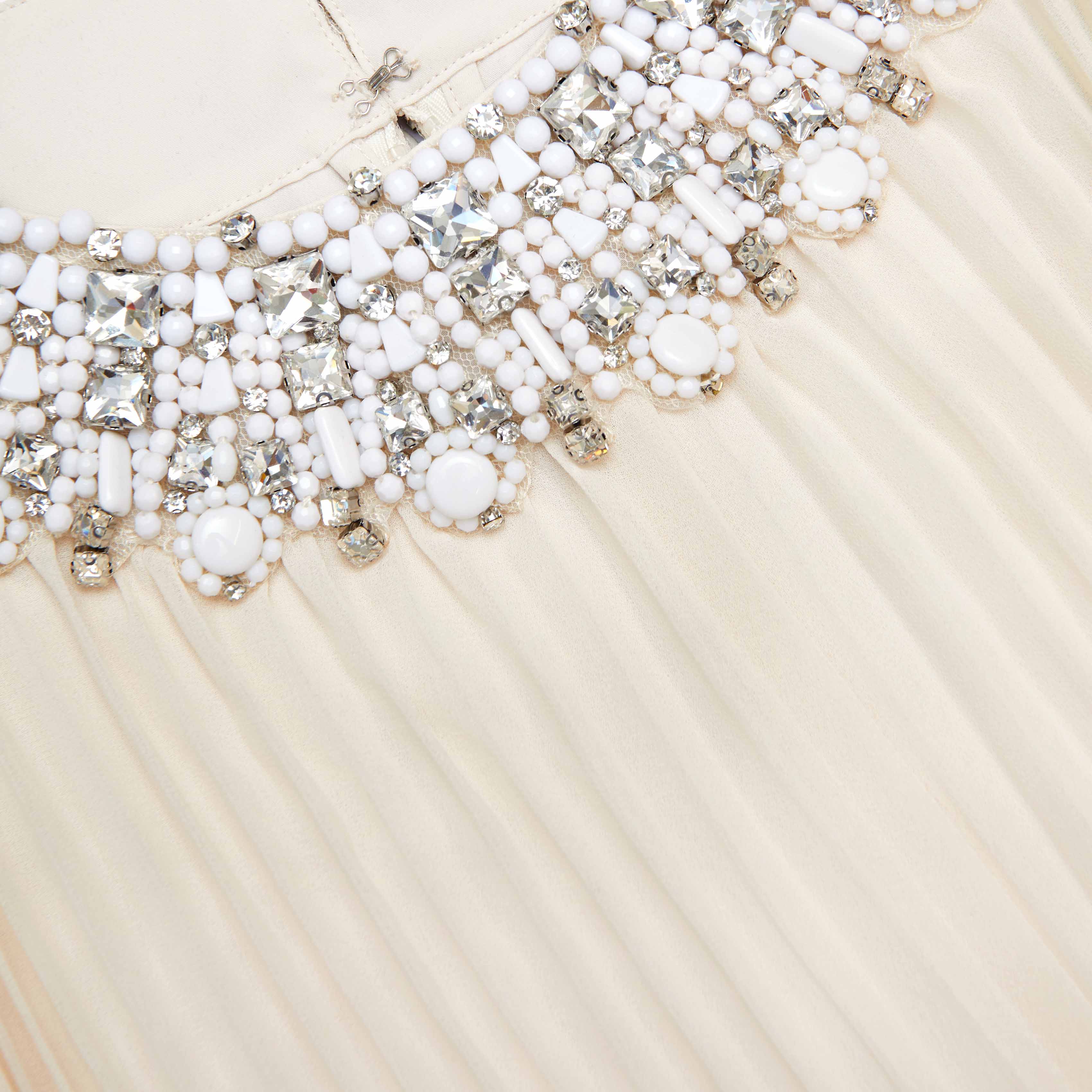 Cream Chiffon Feather Midi Dress