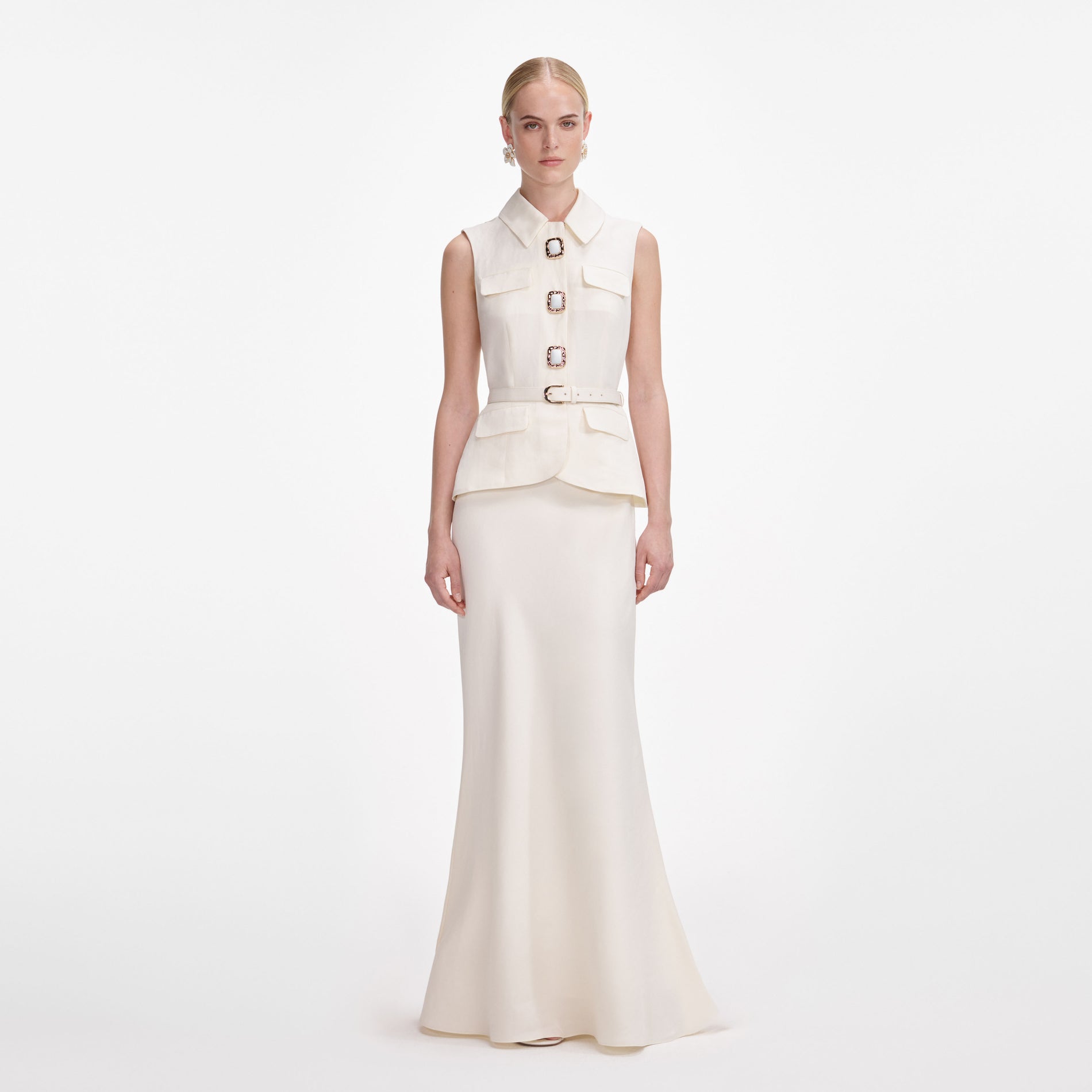 Cream Linen Maxi Dress