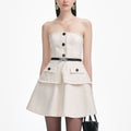 Cream Boucle Bandeau Mini Dress