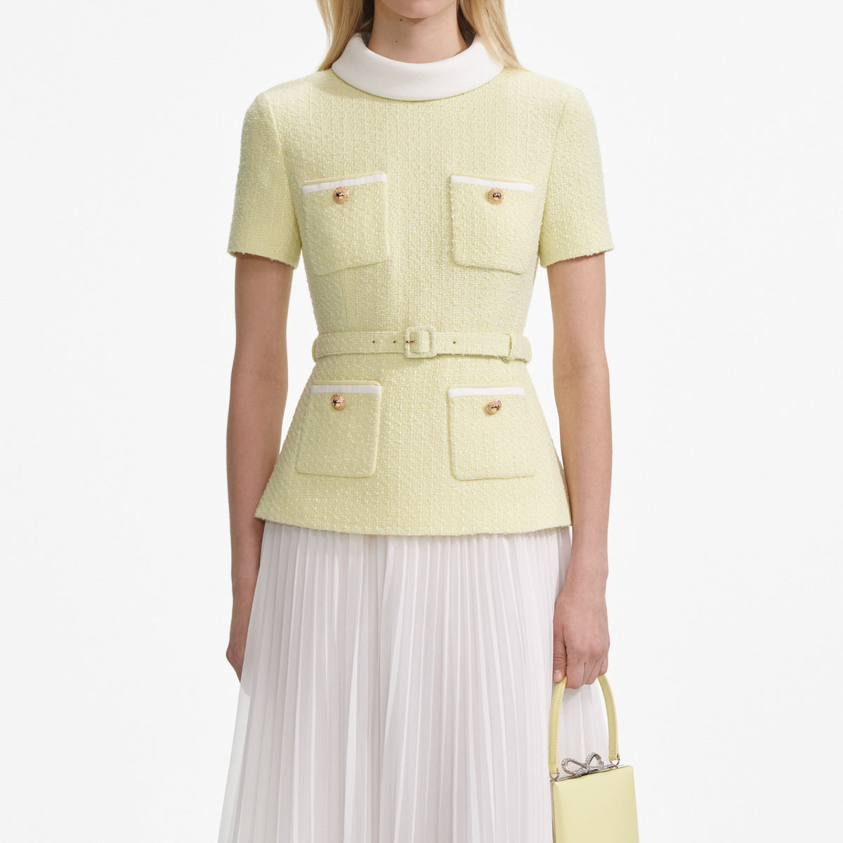 self portrait yellow boucle mini dress Boucle Mini Dress