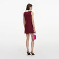Burgundy Crepe Lace Collar Mini Dress