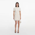 Cream Boucle Lace Trim Tailored Mini Dress