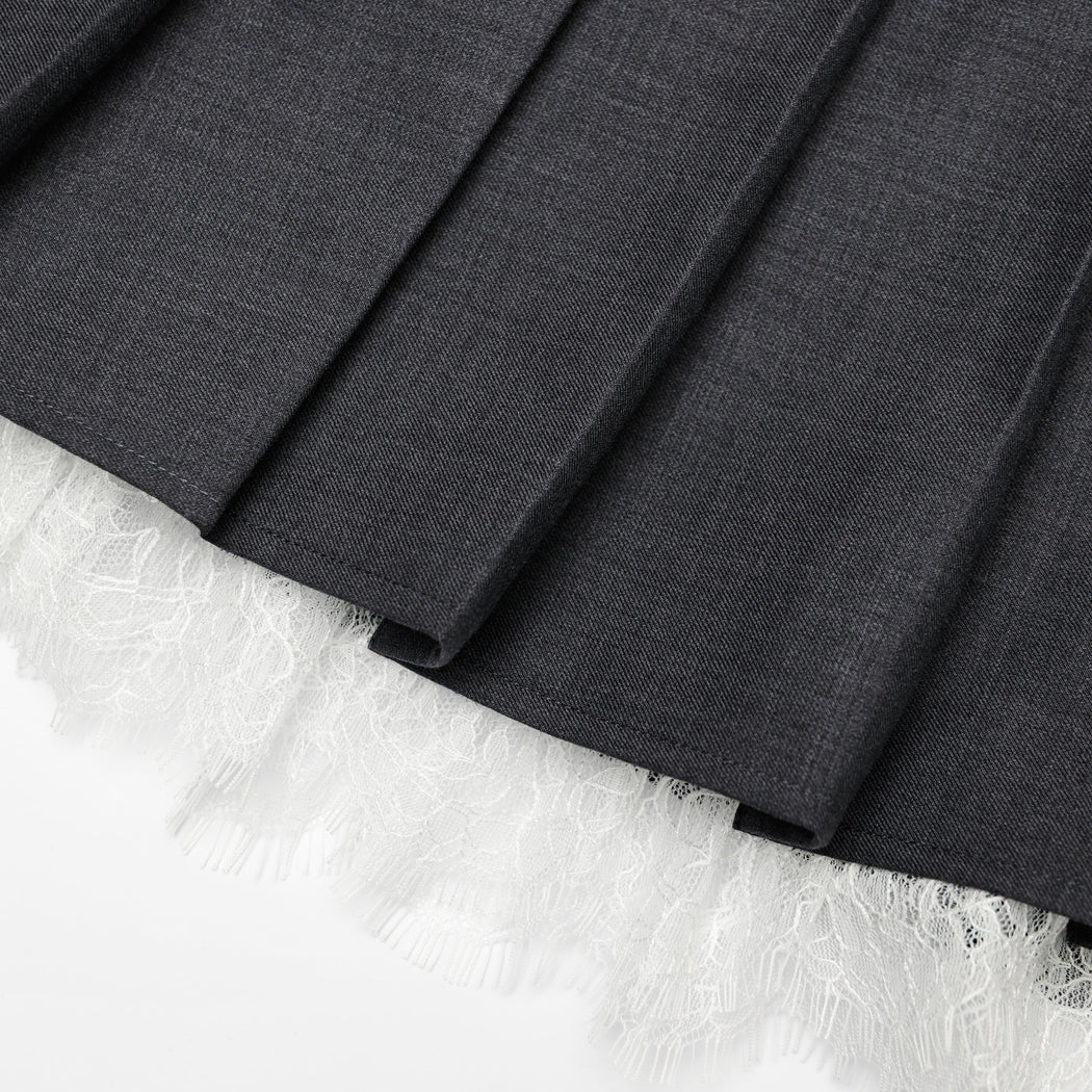 A close up of the fabric for the Grey Pleated Mini Skirt