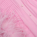 Pink Georgette Feather Cuff Maxi Dress