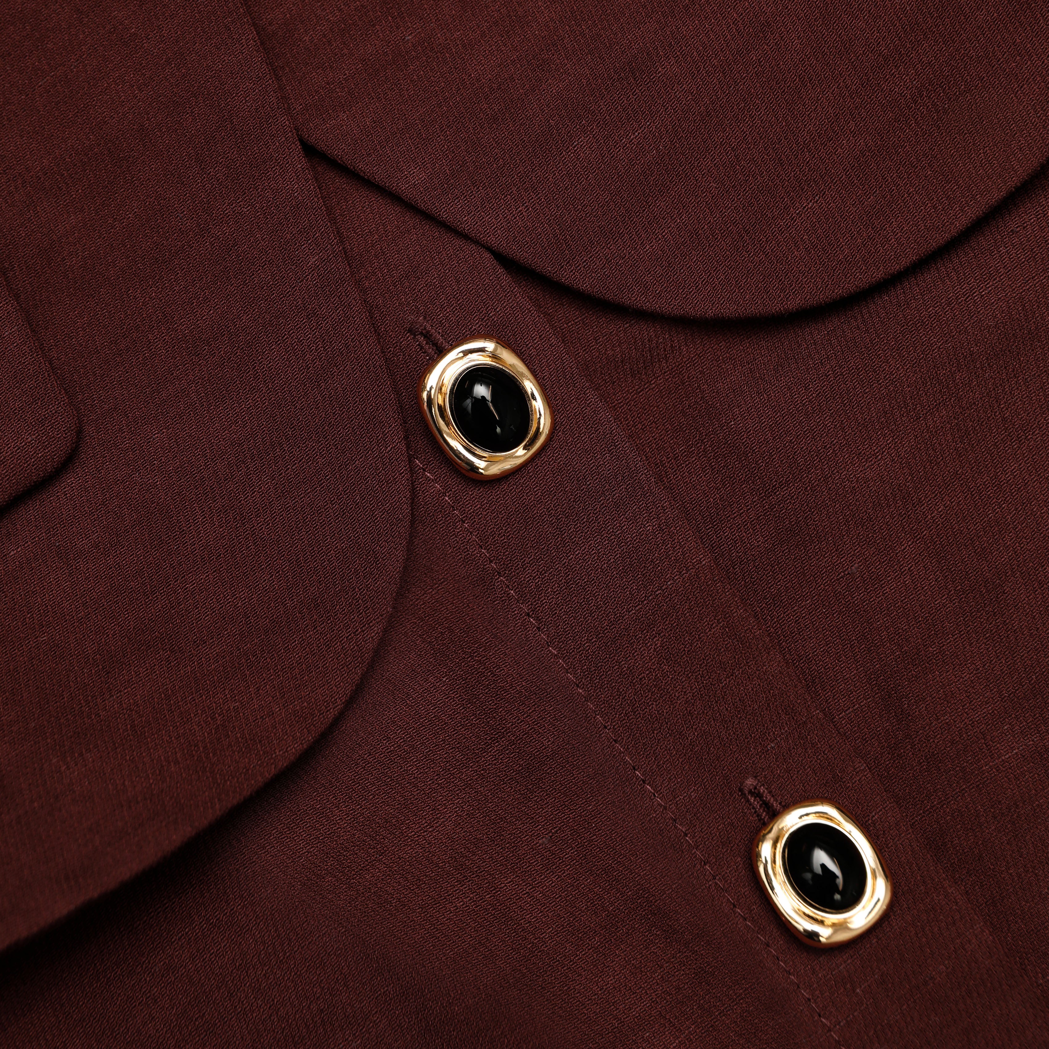 Brown Peplum Linen Blend Midi Dress