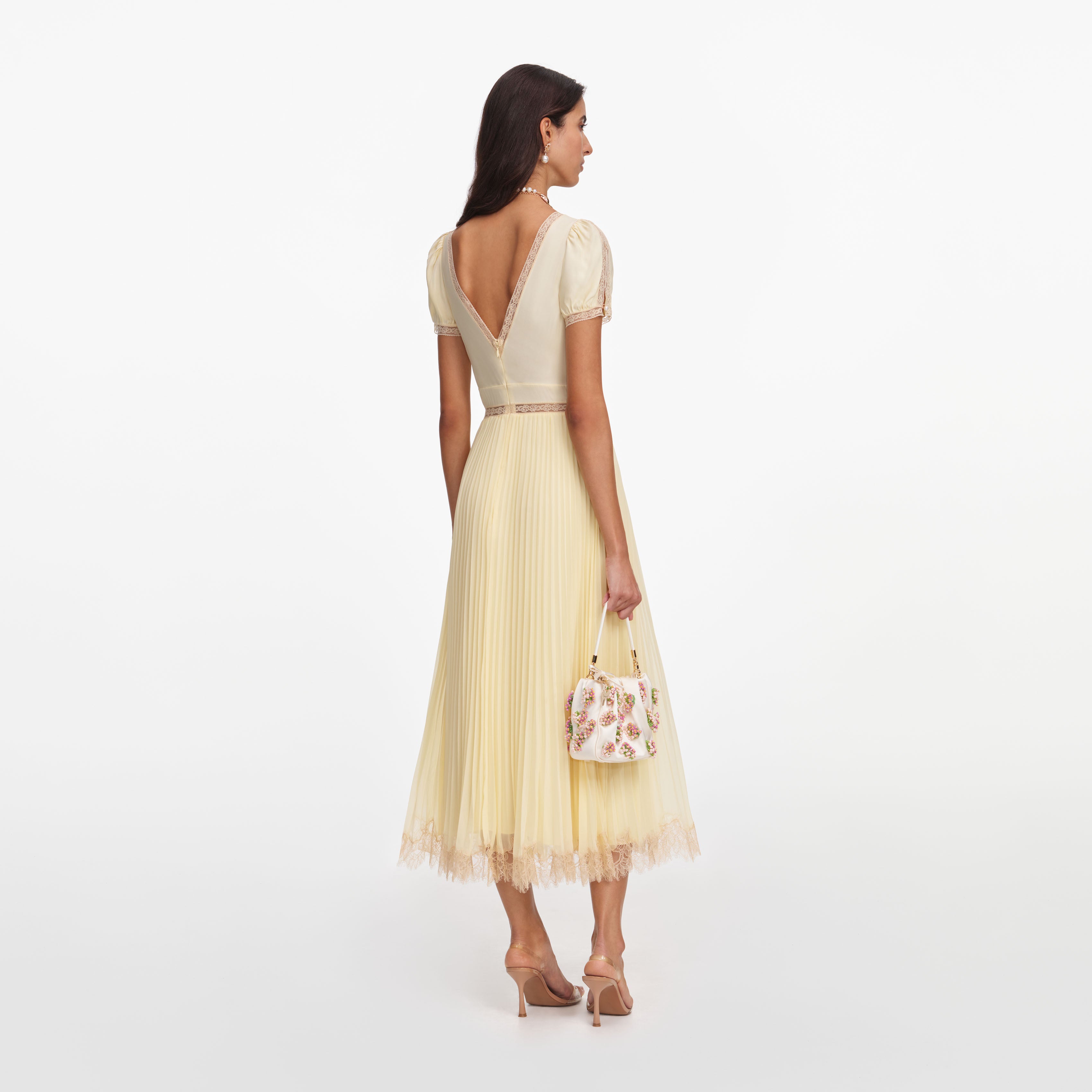 Yellow Lace Collared Midi Dress – self-portrait