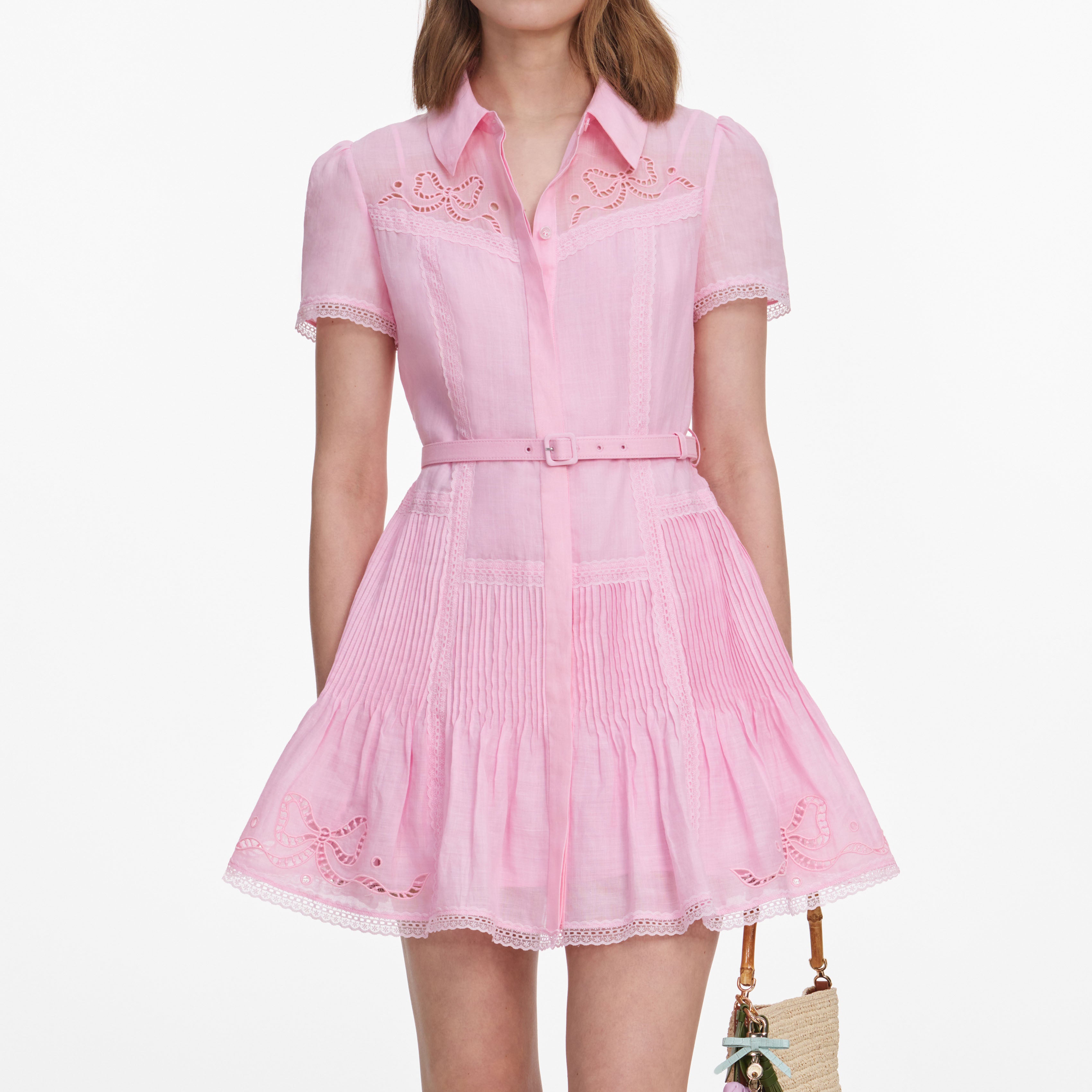 Pink Embroidered Mini Dress  self-portrait