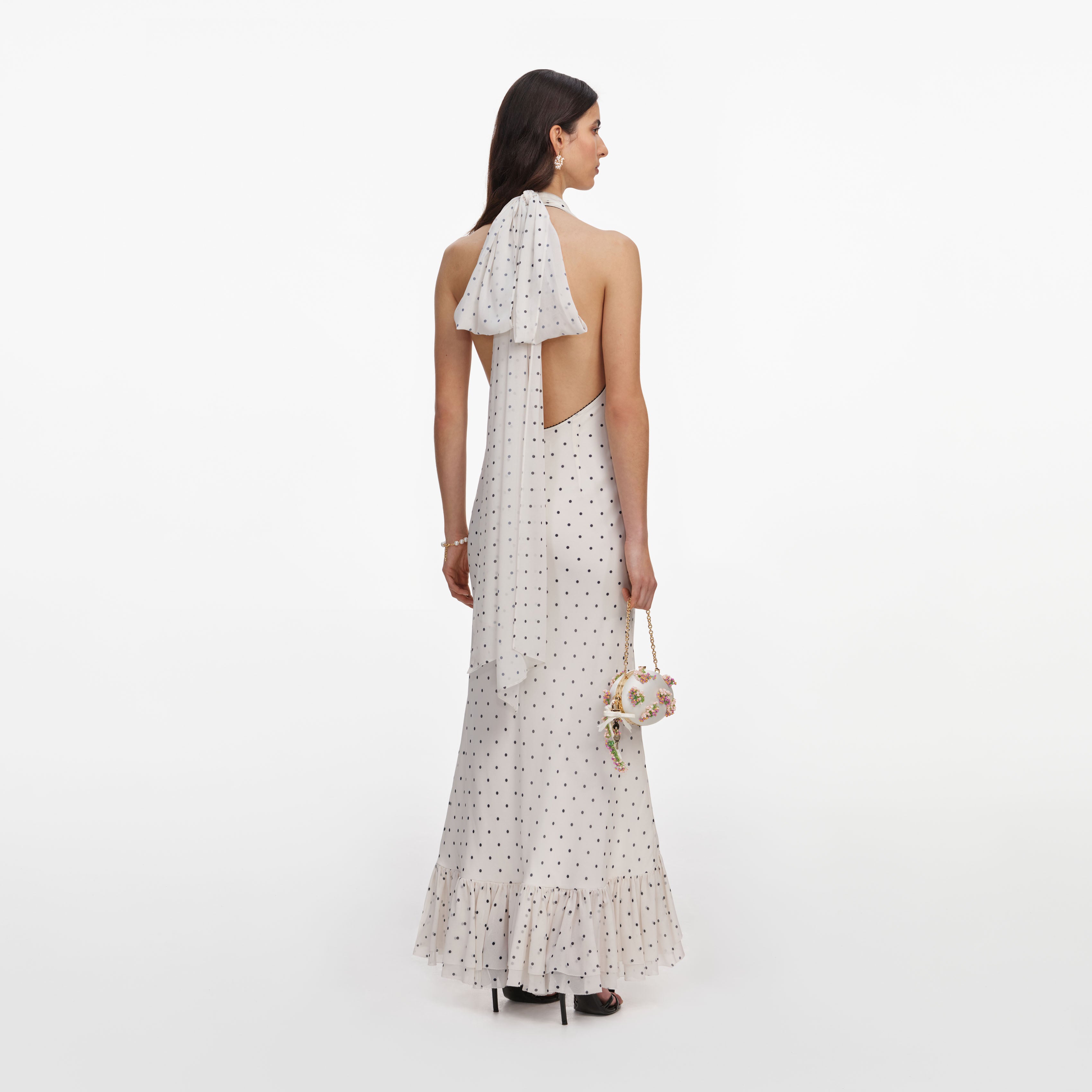 Polka Dot Halter Neck Midi Dress