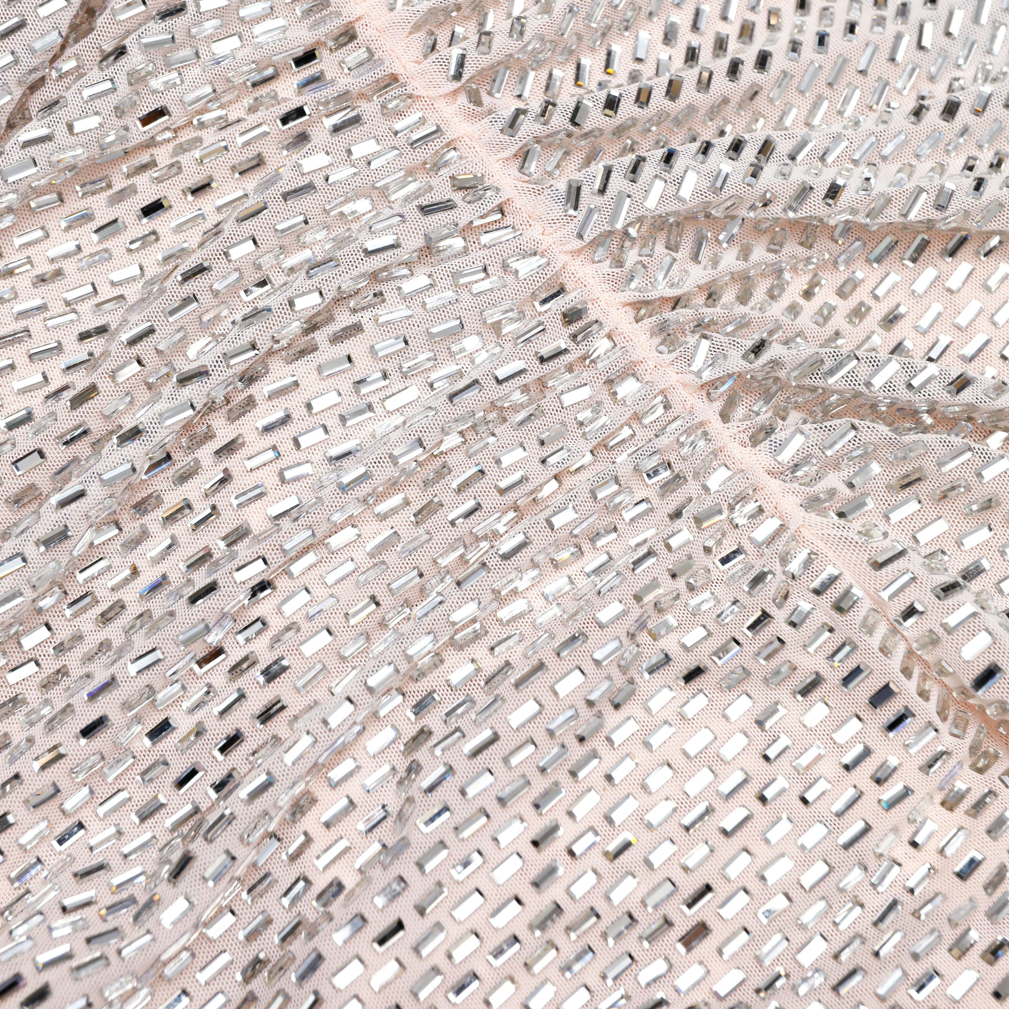 Silver Rhinestone Draped Mini Dress