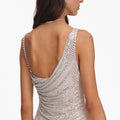 Silver Rhinestone Draped Mini Dress