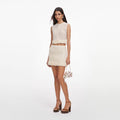 Cream Crochet Flower Knit Mini Skirt