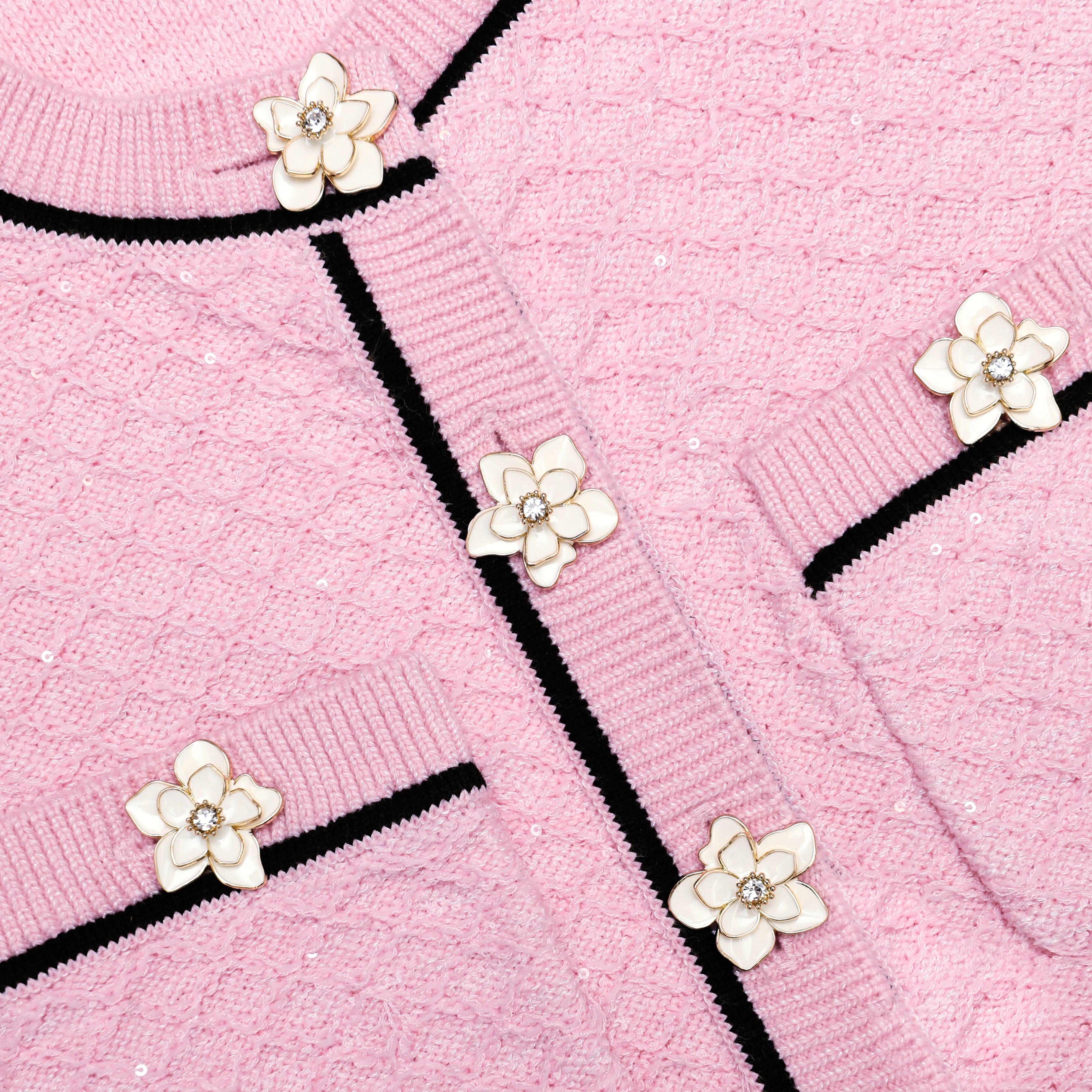 Pink Flower Knit Top