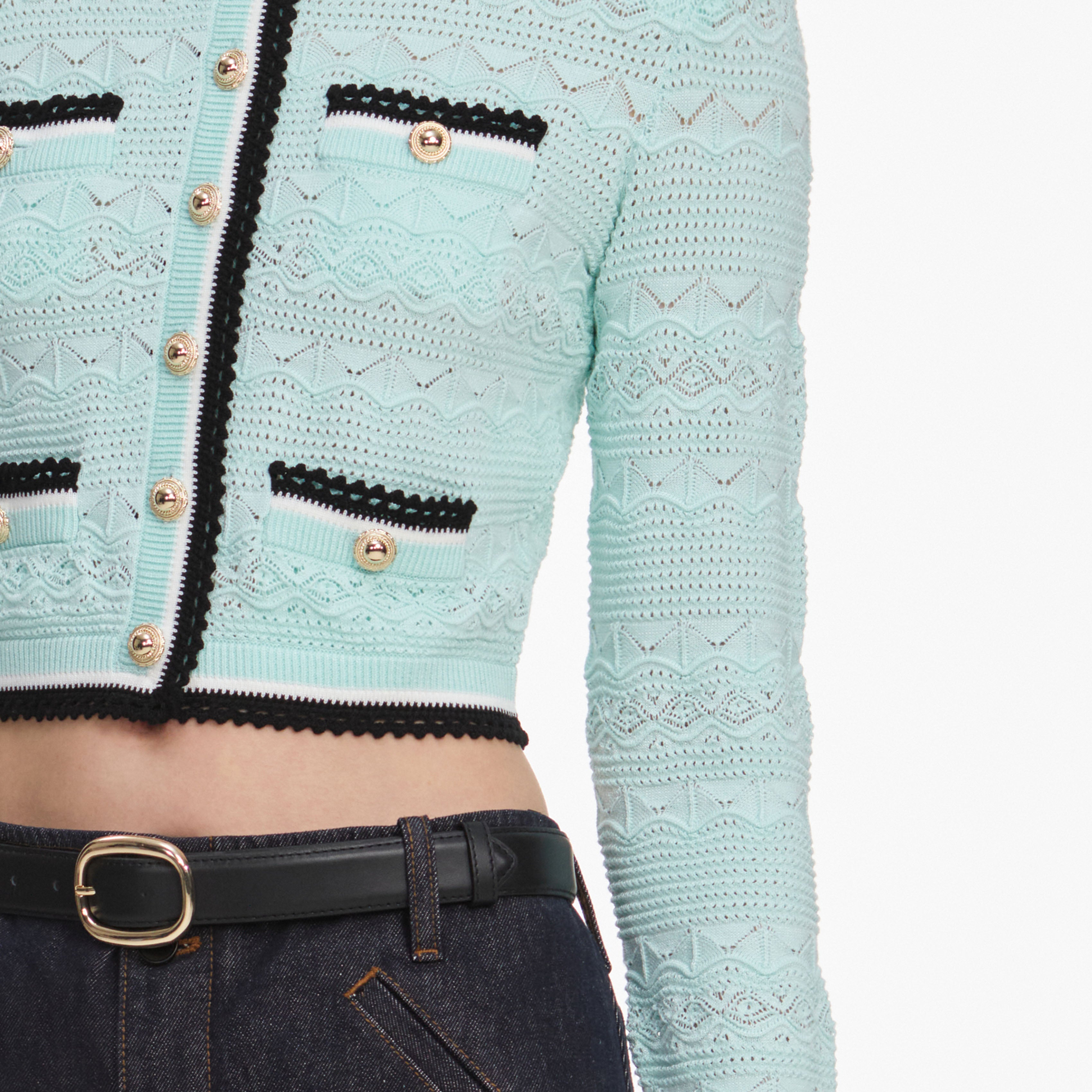 Mint Pointelle Knit Cardigan