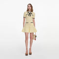 Yellow Pointelle Knit Mini Dress