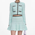 Mint Pointelle Knit Mini Skirt