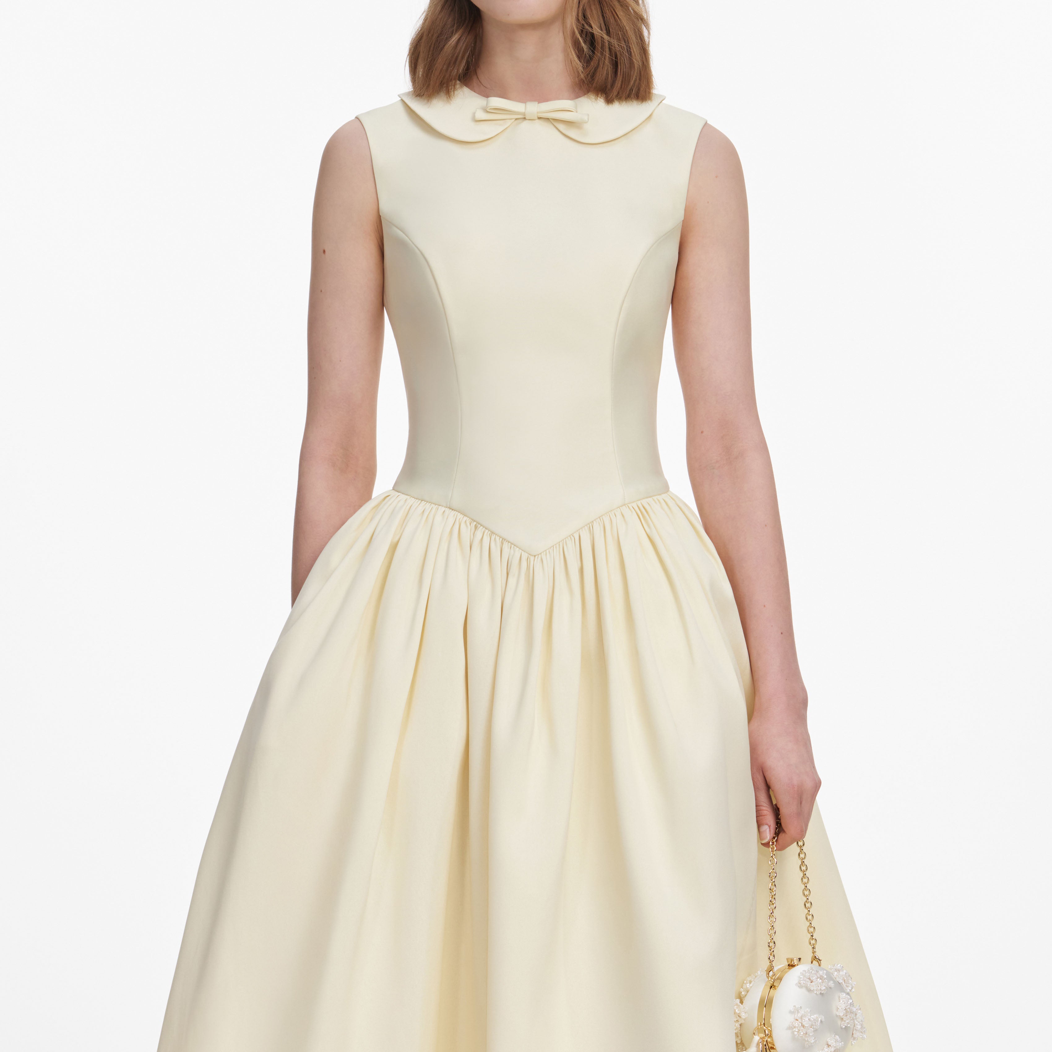 Yellow Taffeta Collared Midi Dress – self-portrait