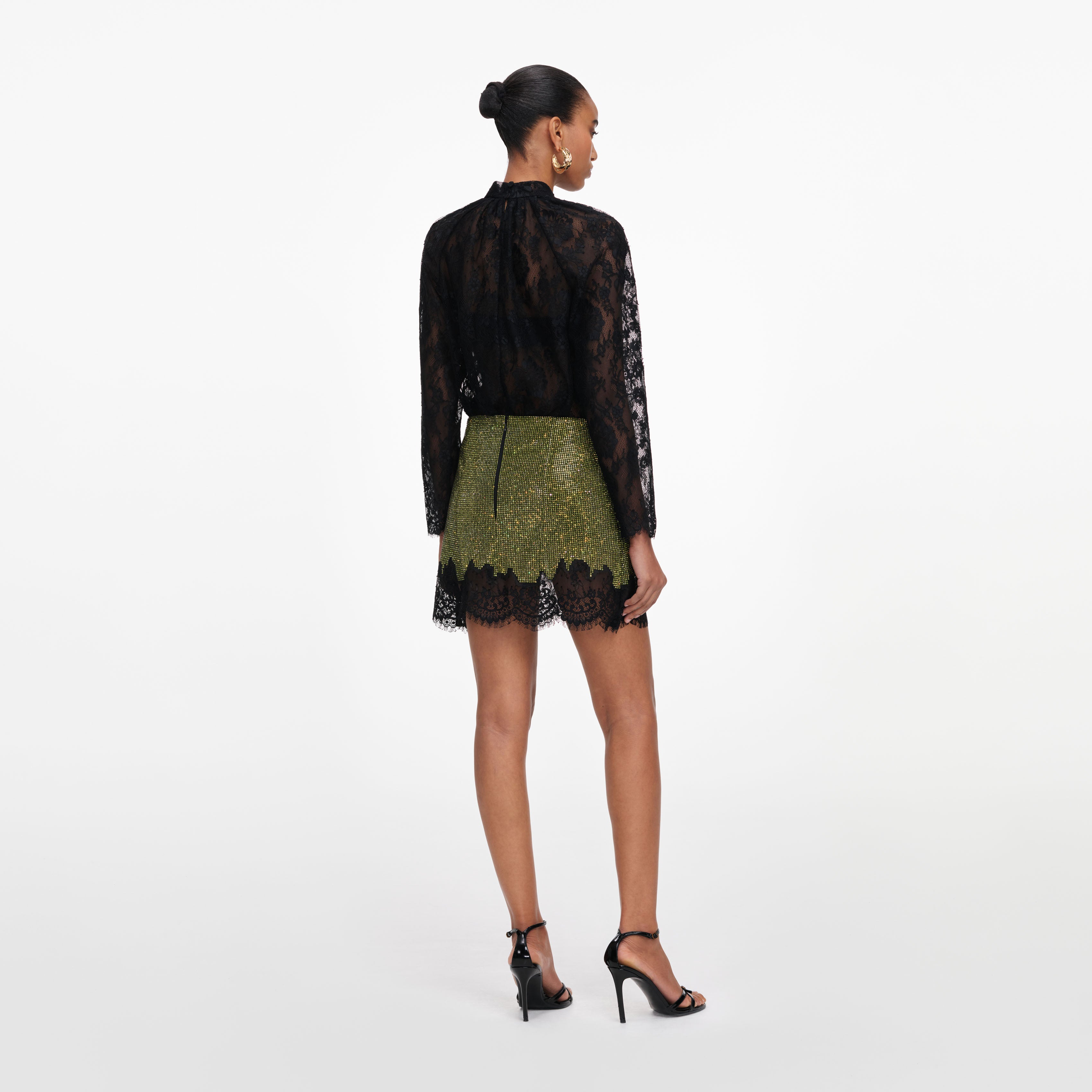 Green Crystal Chainmail Mini Skirt – self-portrait
