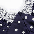 Navy Satin Polka Dot Midi Dress