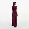 Burgundy Jersey Gathered Midi Dress