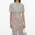 Mint Embellished Cape Maxi Dress