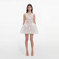 White Tulle Lace Mini Dress