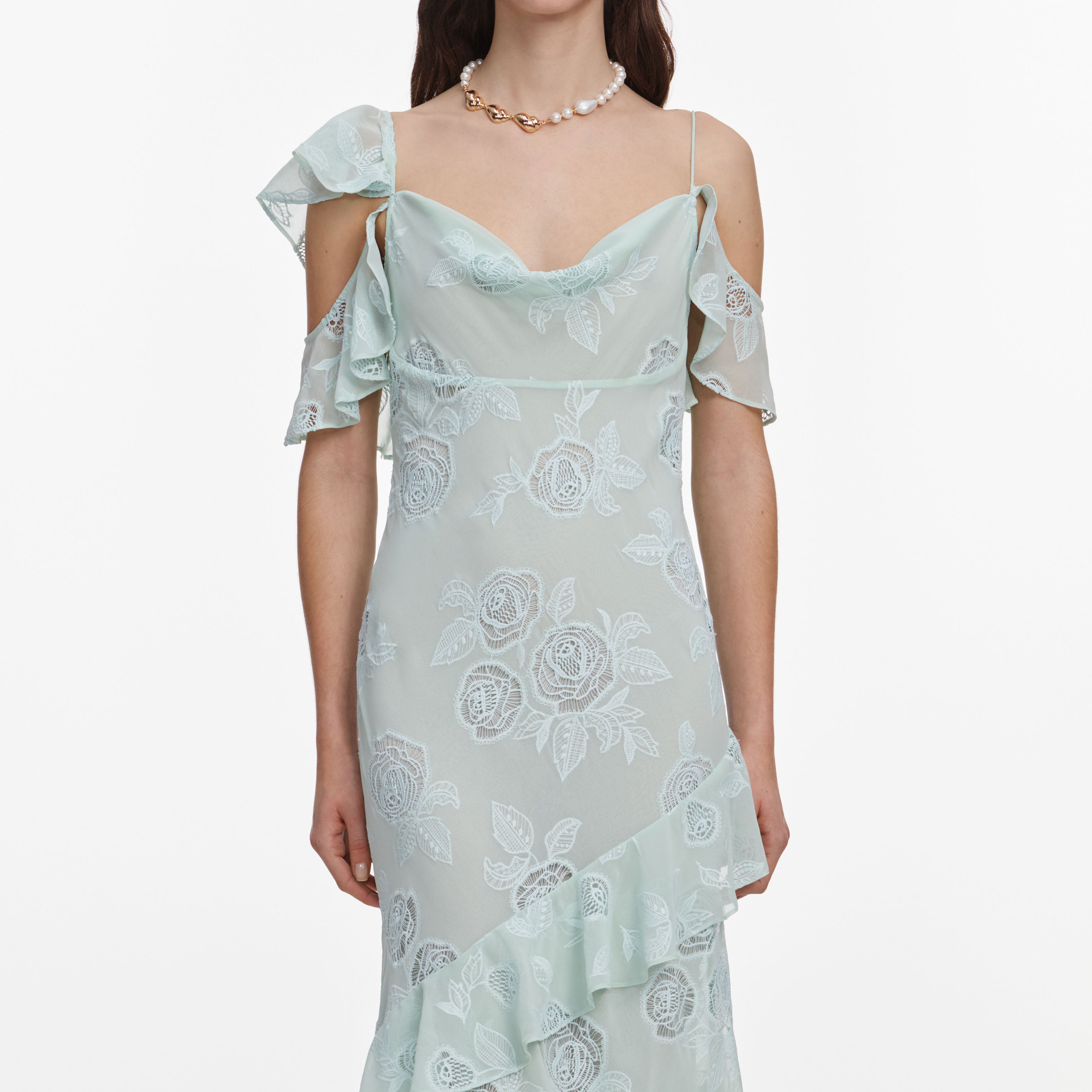 Mint Embroidered Georgette Maxi Dress