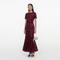 Burgundy Lace Midi Dress