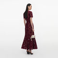 Burgundy Lace Midi Dress