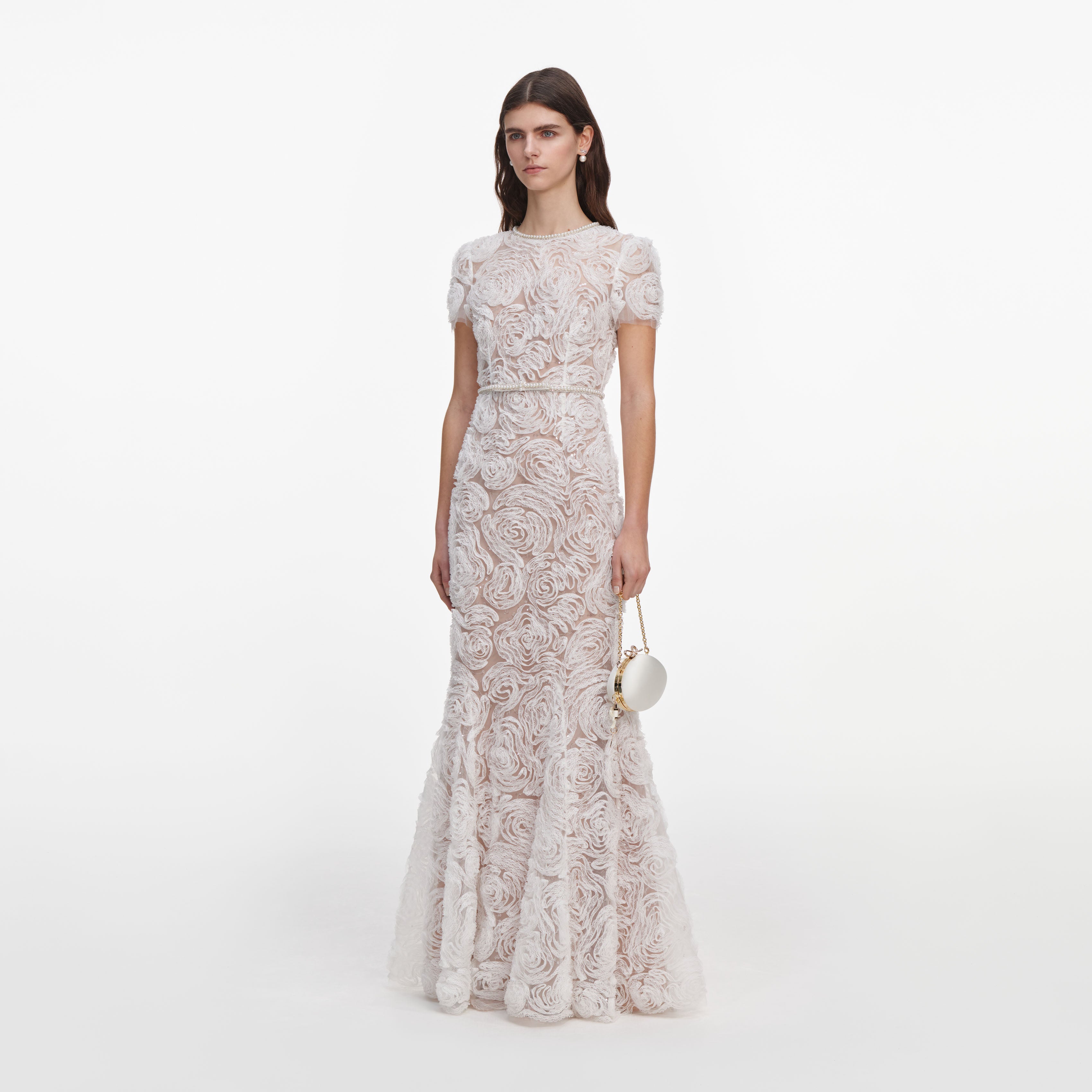 Pink Organza Lace Maxi Dress – self-portrait