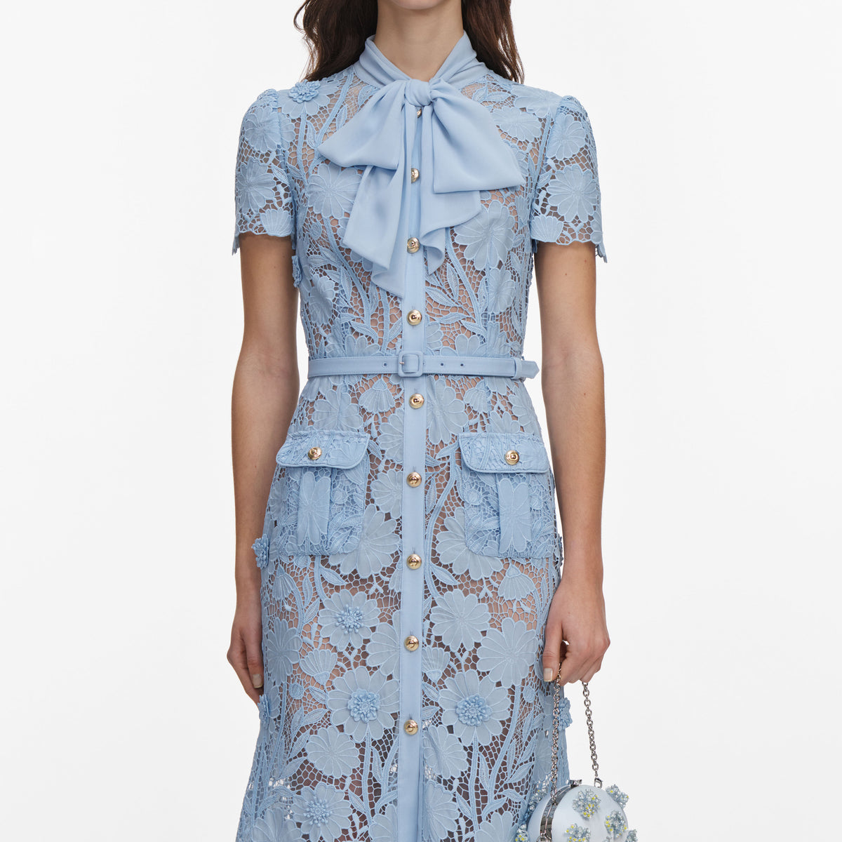 self portrait blue fine lace midi dress Self Portrait Petrol Fine Corded Lace Midi Dress Blue Black US 8 - No Straps