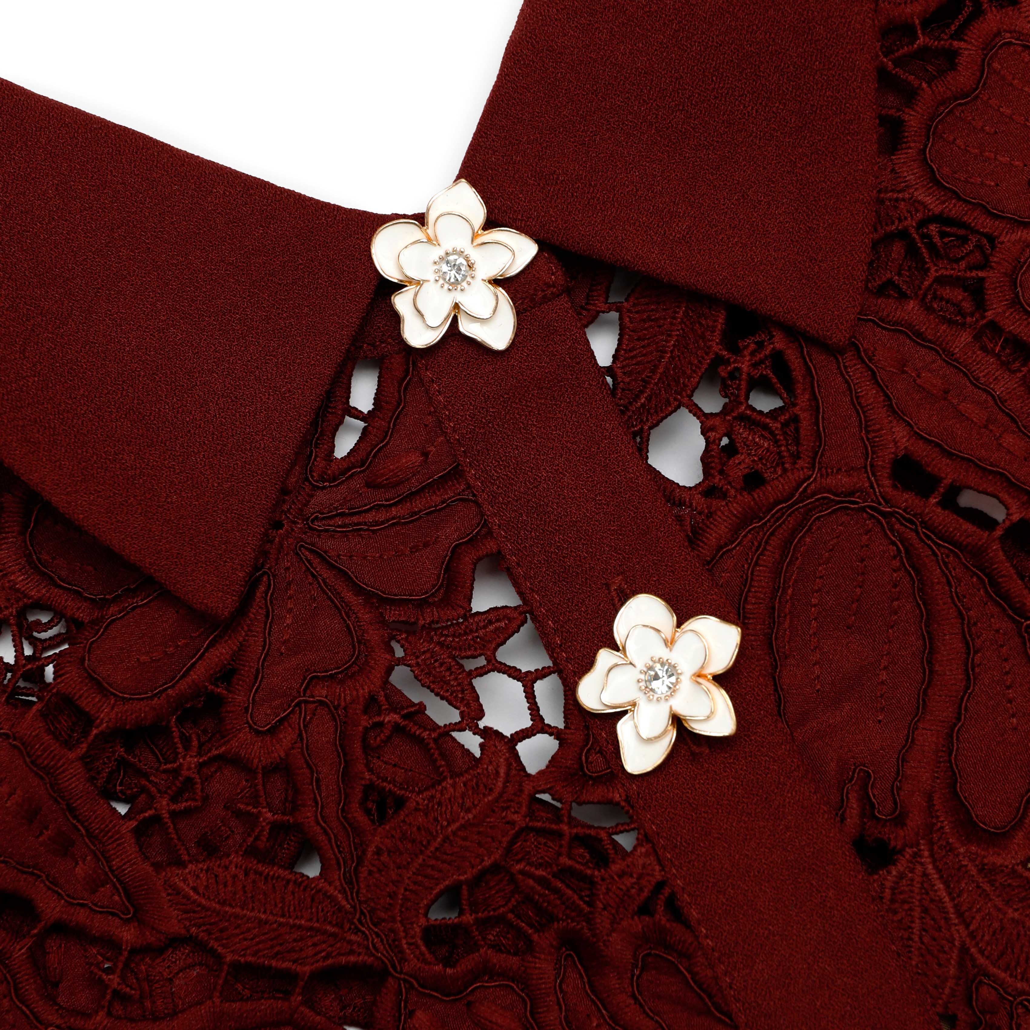 Burgundy Lace Mini Dress self-portrait Burgundy Lace Mini Dress self-portrait