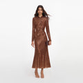 Bronze Rhinestone Midi Dress