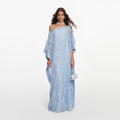 Blue Embellished Lace Kaftan