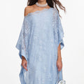 Blue Embellished Lace Kaftan