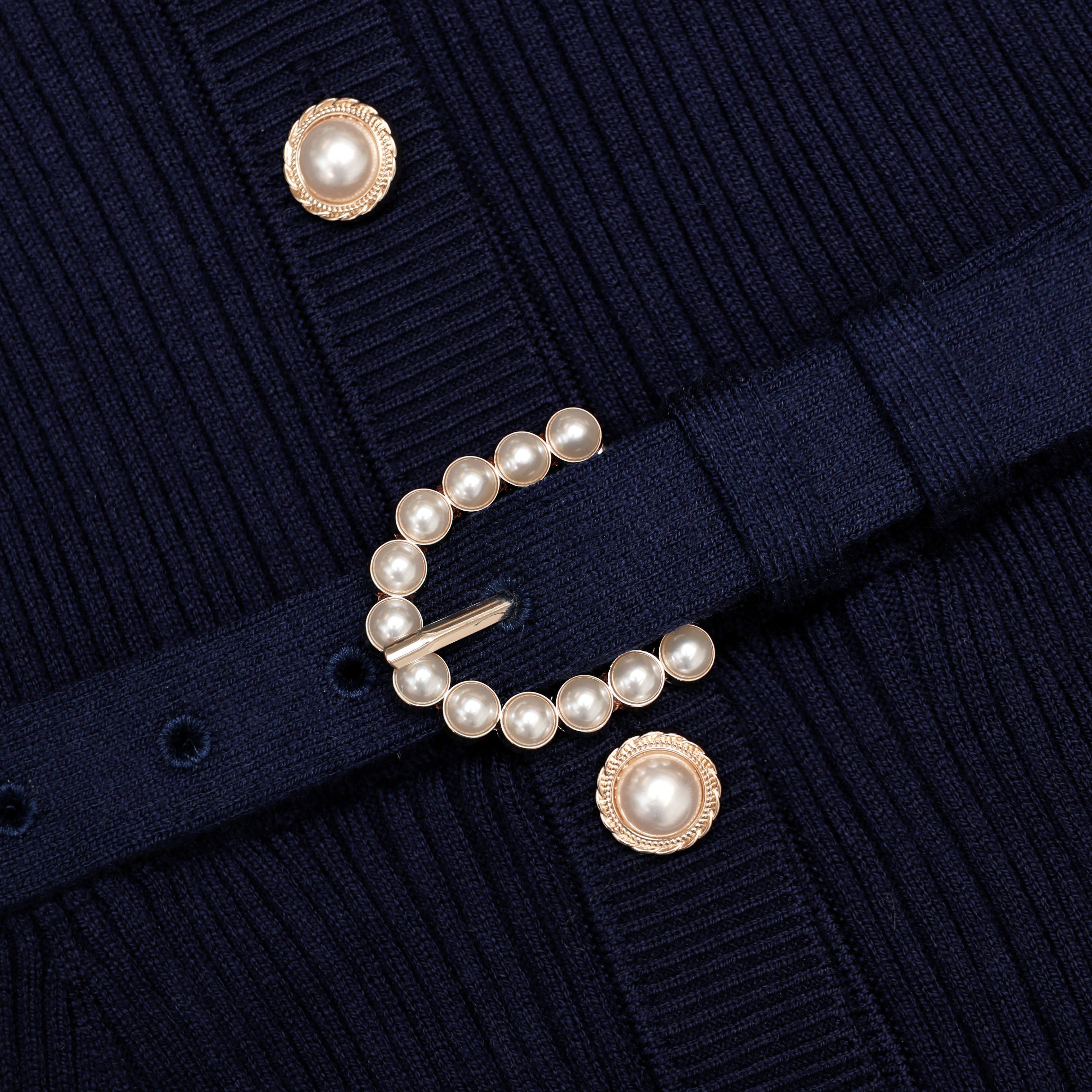 Navy Ribbed Knit Cardigan – self-portrait