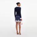 Navy Ribbed Knit Cardigan